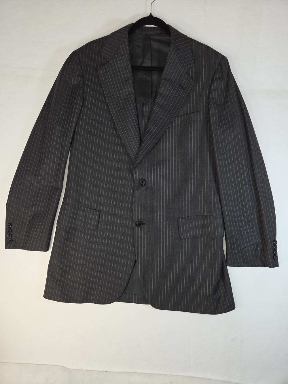 Hickey Freeman Vintage Charcoal Gray Pinstripe Blazer Jacket 40R